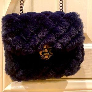 Fur quilted flap bag cross body